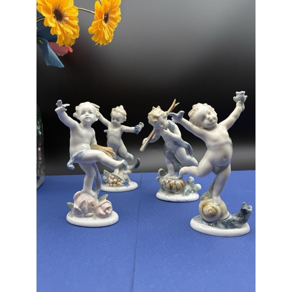 Vintage Metzler & Ortloff Complete‎ Set of Four Seasons Putti/Cherub Figurines